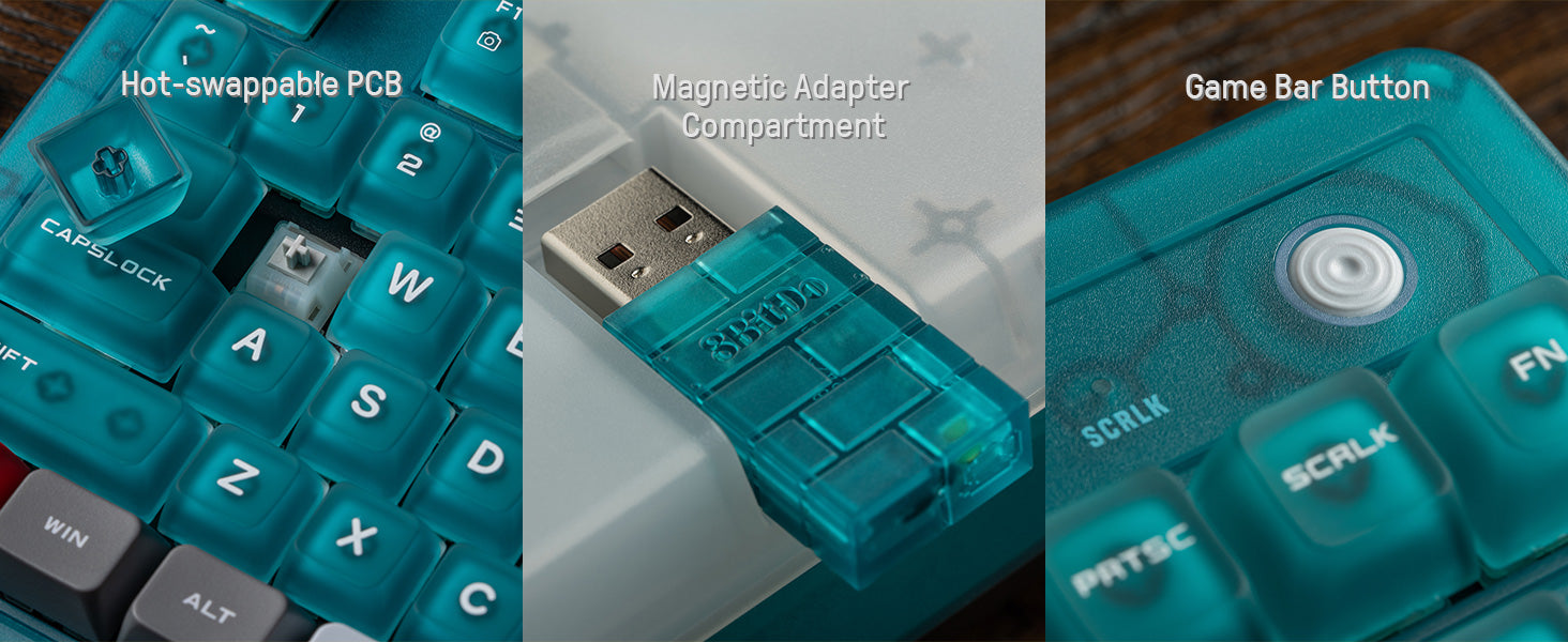 8BitDo Retro Mechanical Keyboard Clear Blue Edition (Clavier Qwerty 87 touches - DISPOSITION ANSI / ANSI LAYOUT)