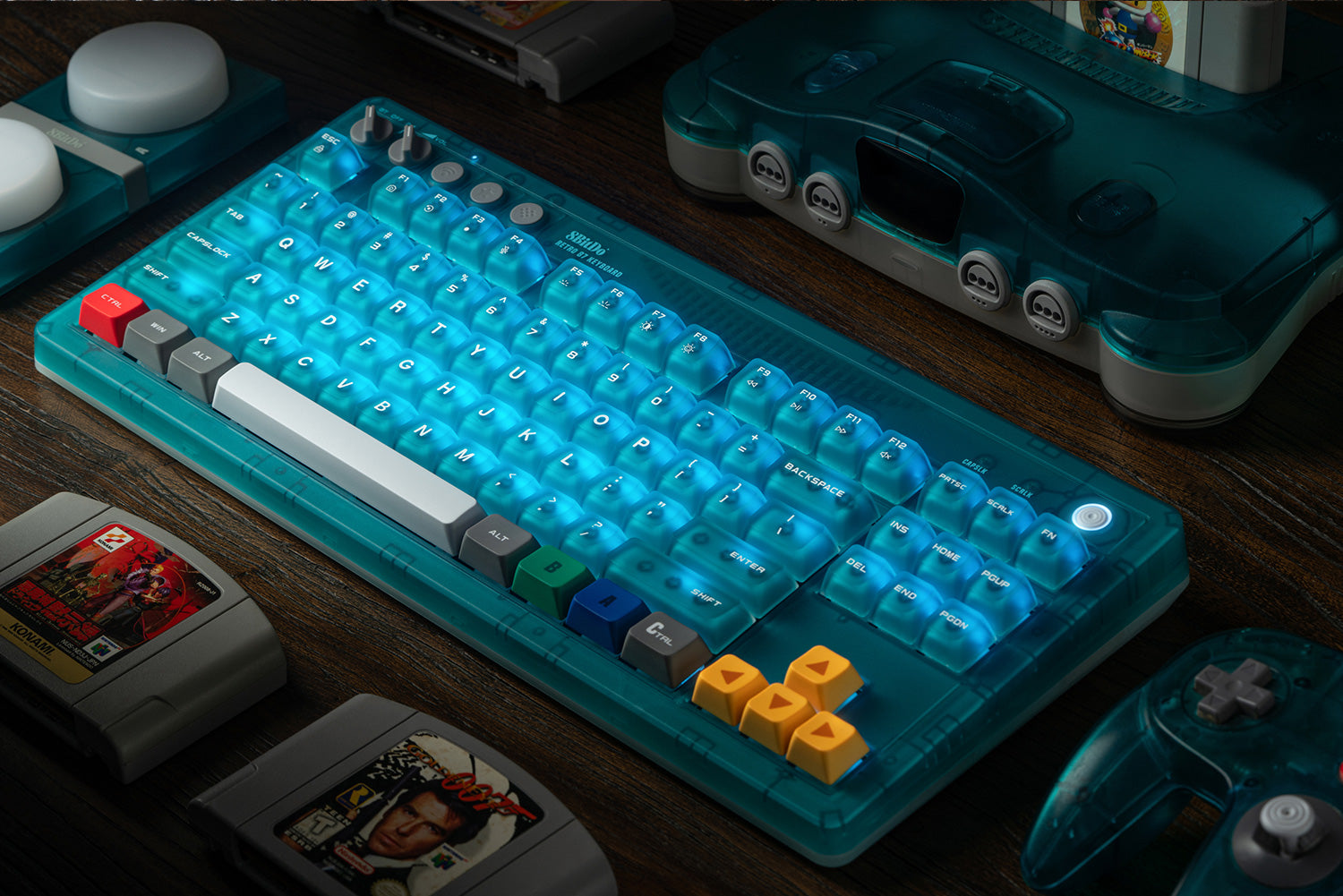 8BitDo Retro Mechanical Keyboard Clear Blue Edition (Clavier Qwerty 87 touches - DISPOSITION ANSI / ANSI LAYOUT)