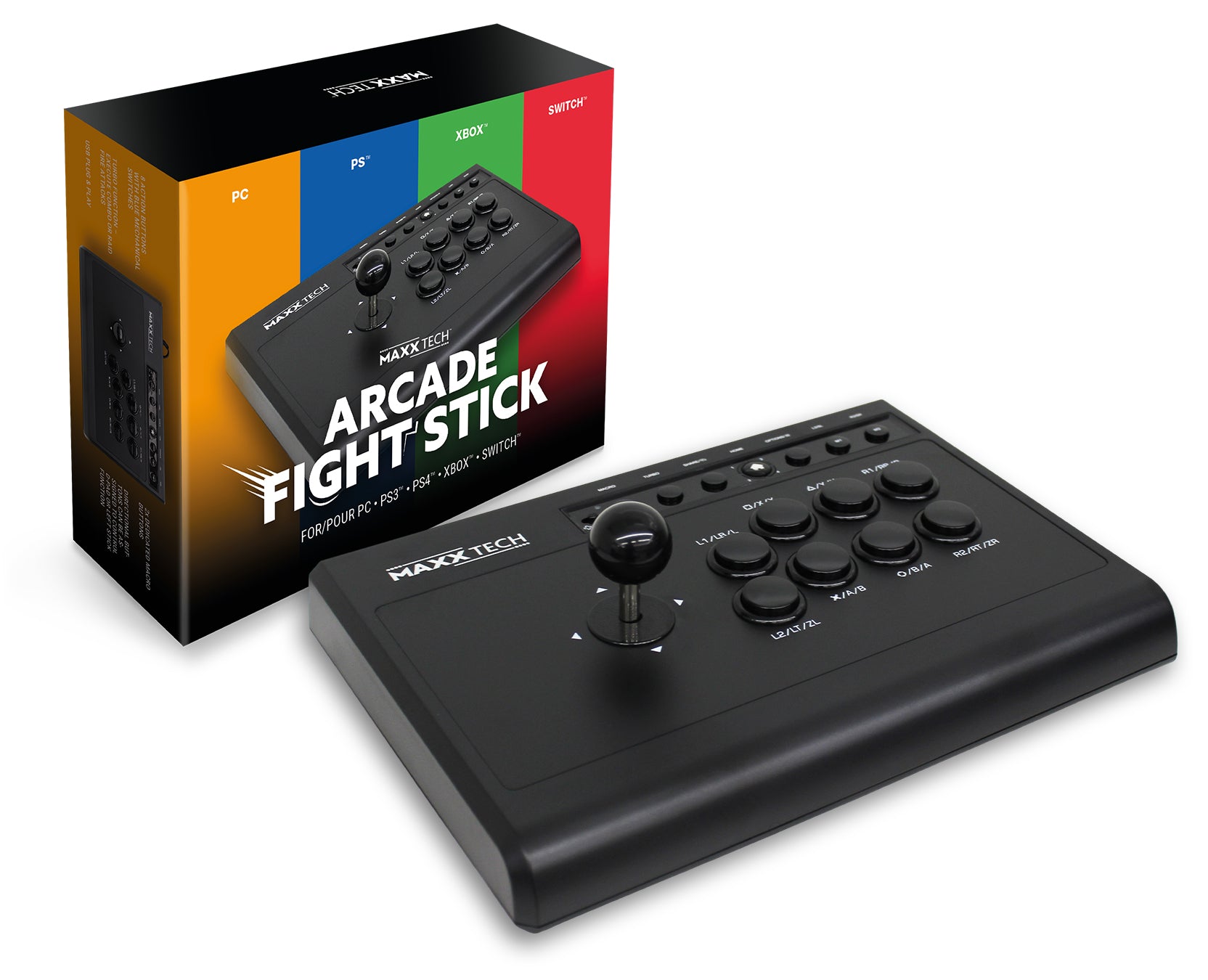 Arcade Fight Stick (PC, PS, XBOX, Switch) - Manettes - MAXX TECH - Shop Just for Games