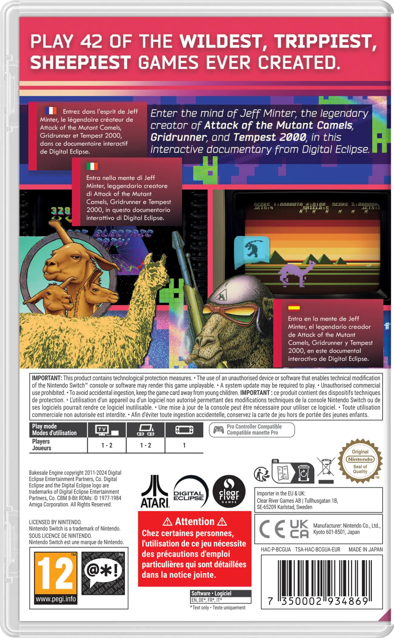 Llamasoft The Jeff Minter Story Deluxe Edition SWITCH - Jeux Vidéo Physique - Clear River Games - Shop Just for Games