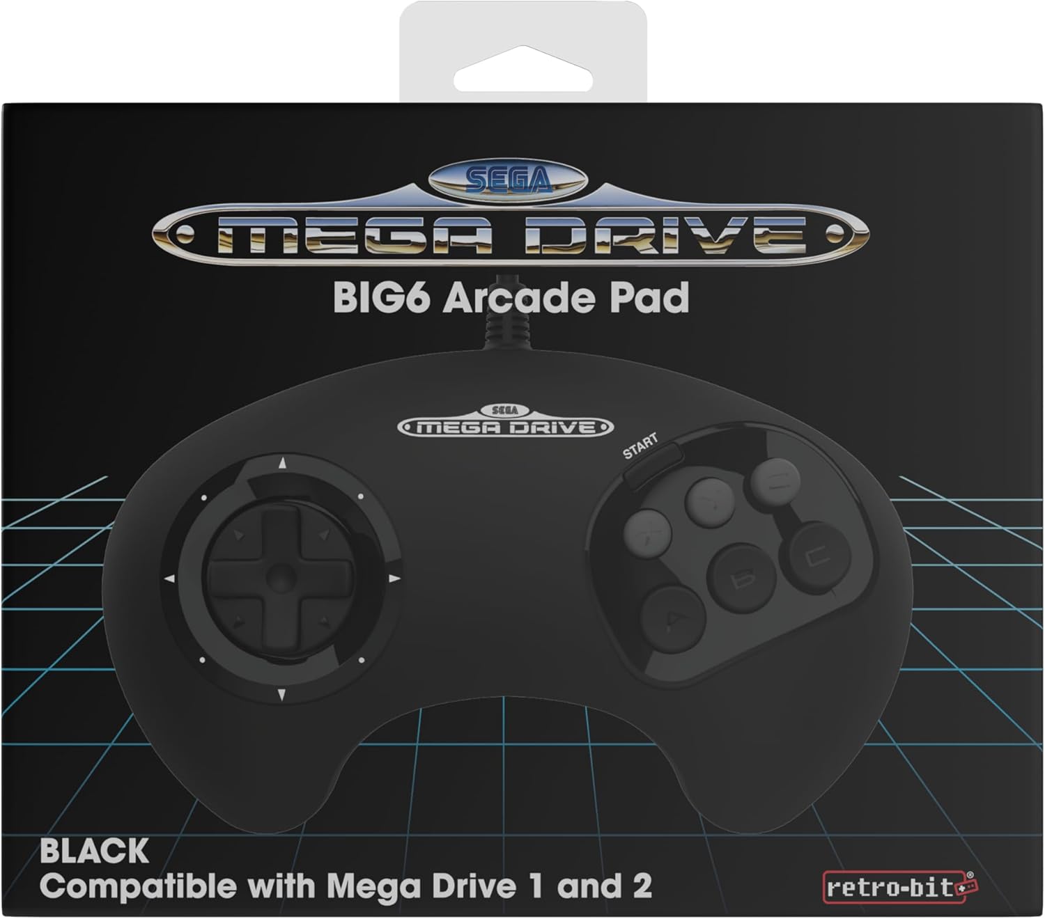 Retro - bit - Manette Filaire Noire BIG6 Sega Mega Drive & Genesis - Port d'origine - Manettes - retro - bit - Shop Just for Games