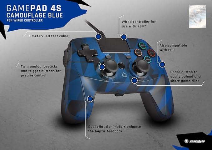 GamePad filaire Camo bleu pour PS4 - Snakebyte - Manettes - Snakebyte - Shop Just for Games