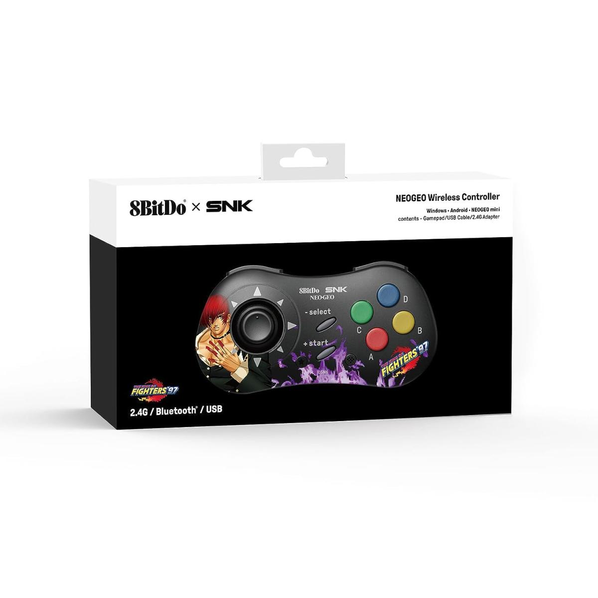 Iori Yagami Edition : 8Bitdo Manette Bluetooth Style SNK Neo Geo - compatible PC Windows, Android & Neo Geo Mini - Manettes - 8Bitdo - Shop Just for Games