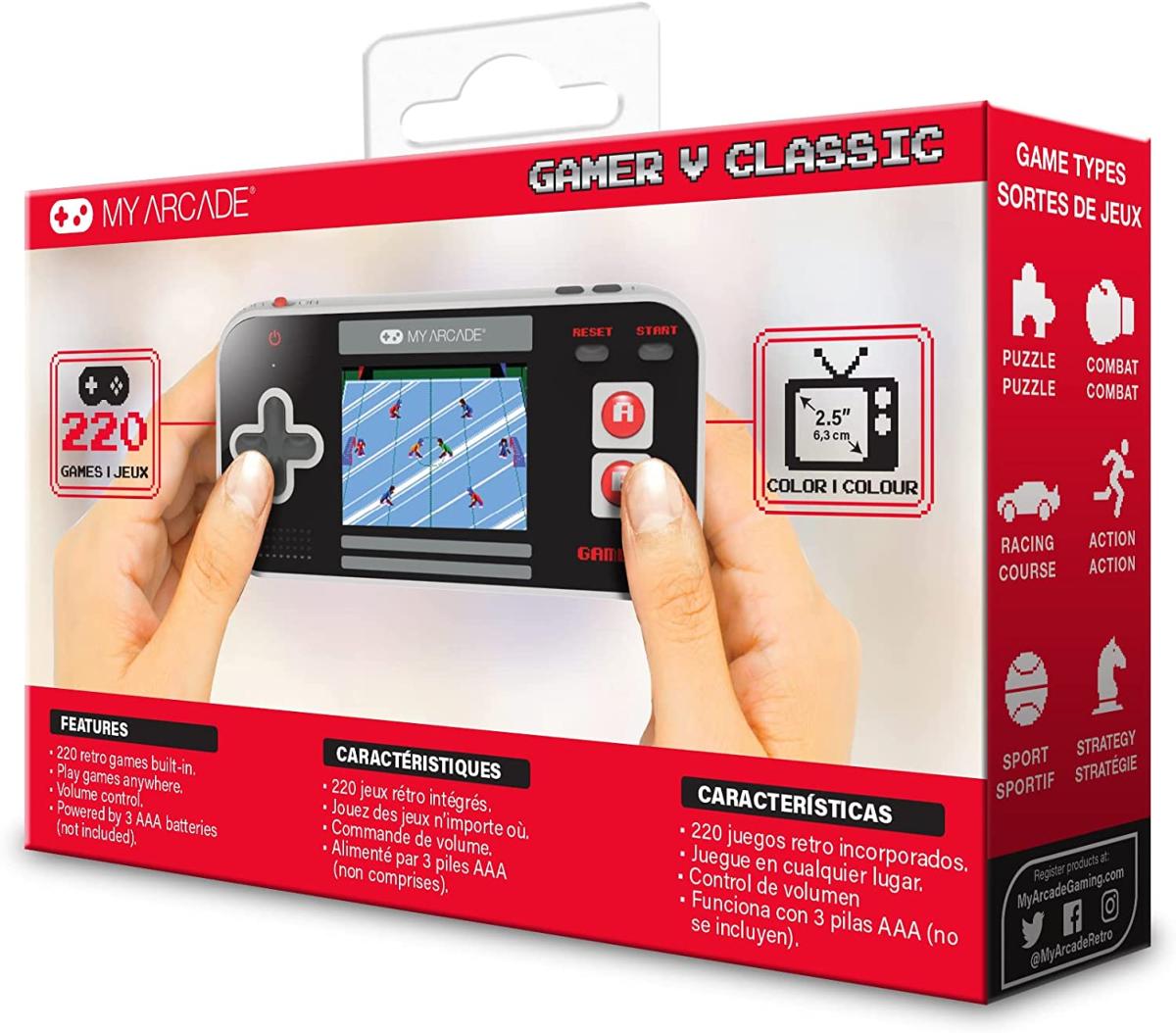 My arcade - Gamer V classique console portable gaming - Rouge/gris/noir - Console portable - My Arcade - Shop Just for Games