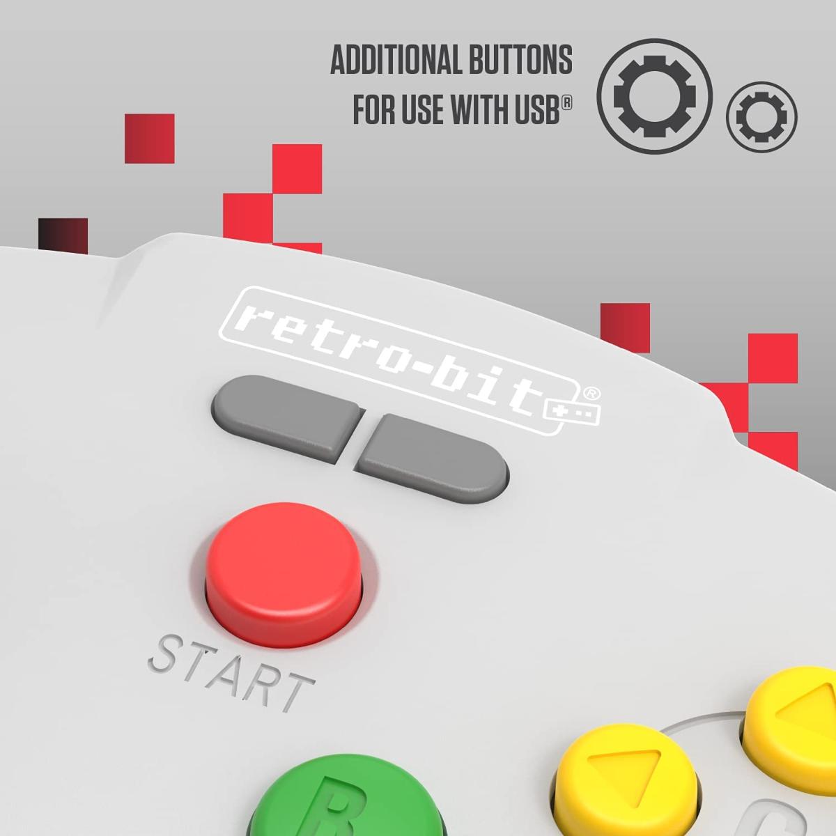 Retro - Bit Tribute 64 2.4GHz Manette sans Fil pour Nintendo 64/Switch/PC/Mac Gris - Manettes - retro - bit - Shop Just for Games