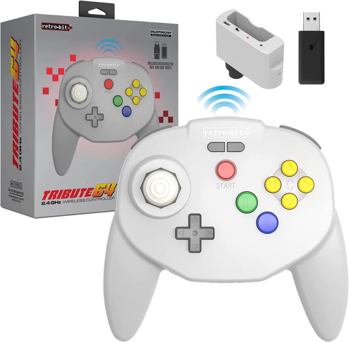 Retro - Bit Tribute 64 2.4GHz Manette sans Fil pour Nintendo 64/Switch/PC/Mac Gris - Manettes - retro - bit - Shop Just for Games