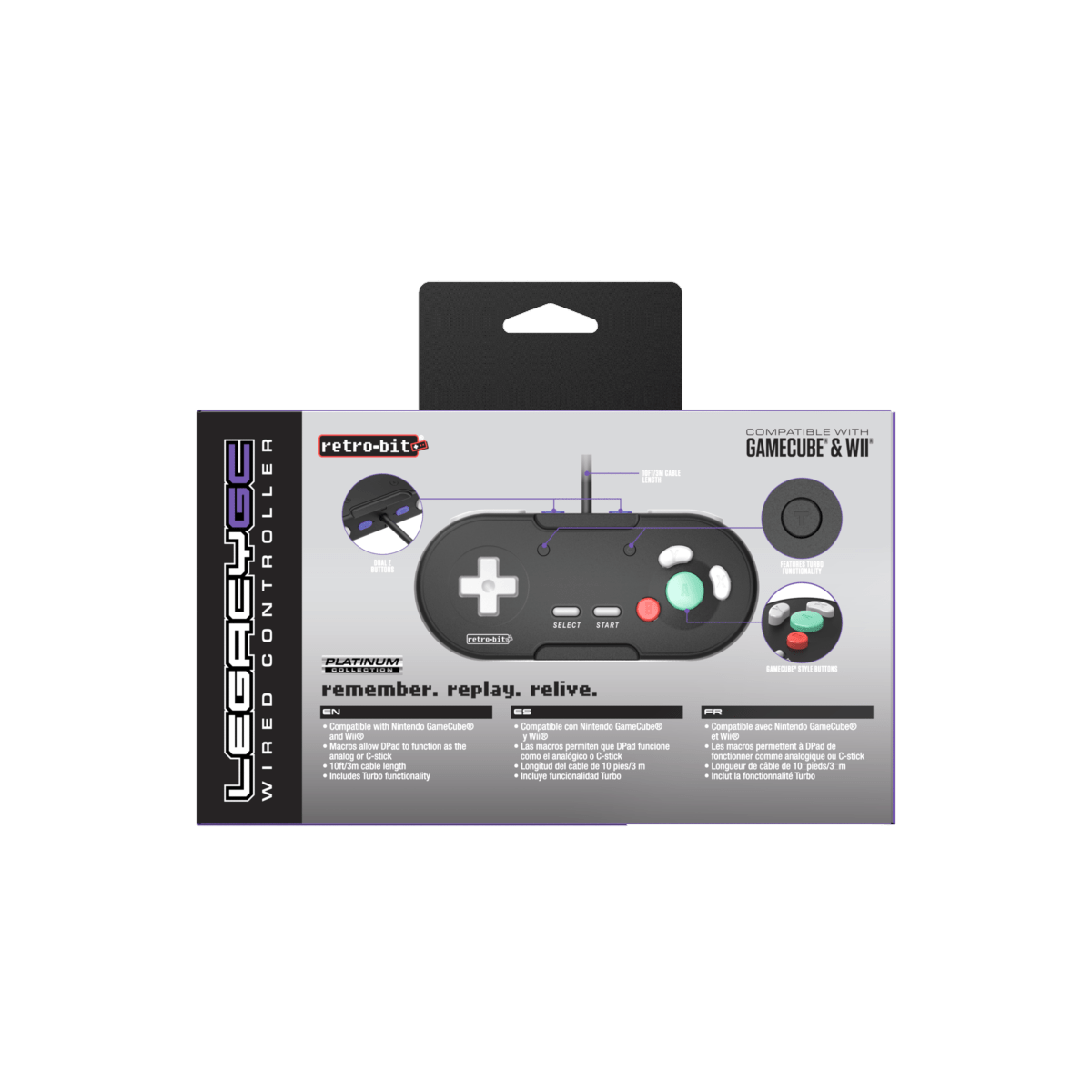 Retrobit - LegacyGC Manette Filaire pour Nintendo Gamecube Jet Black - Connexion d'origine - Manettes - retro - bit - Shop Just for Games