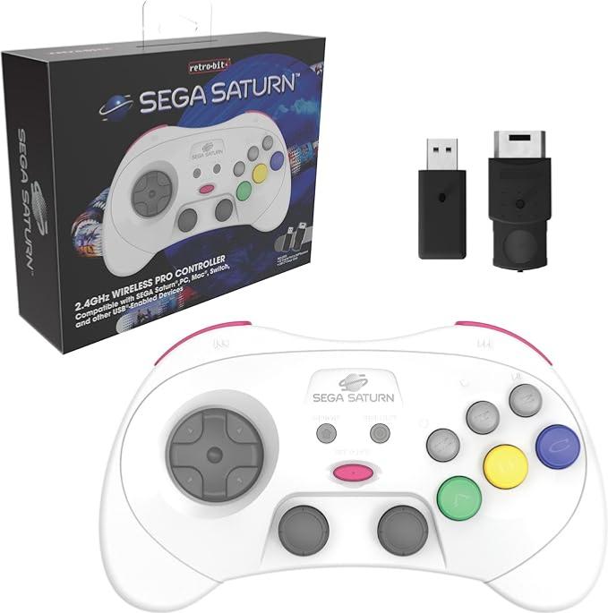 RetroBit Sega Saturn 2.4Ghz Pro White - Manettes - retro - bit - Shop Just for Games