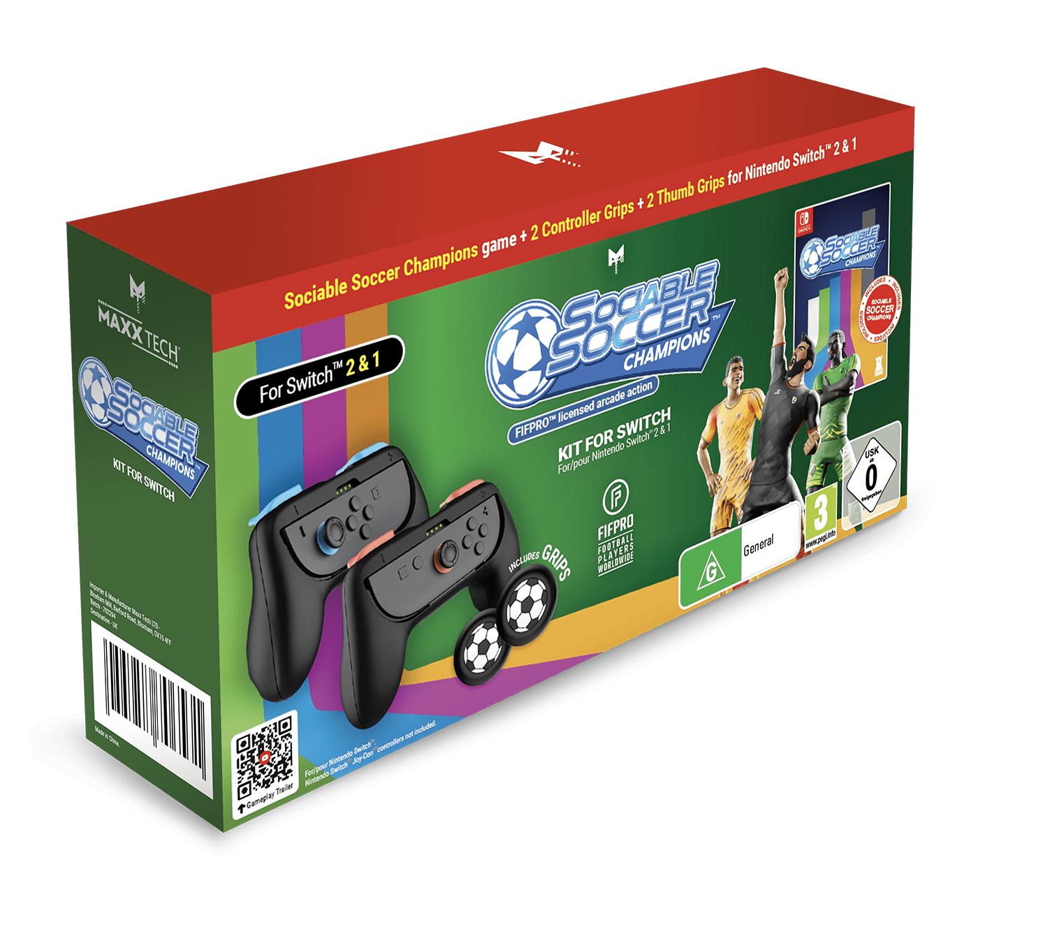 Sociable Soccer Champions Kit pour Switch 1 & 2 Grips Ballon de Foot - Jeux Vidéo Physique - MAXX TECH - Shop Just for Games