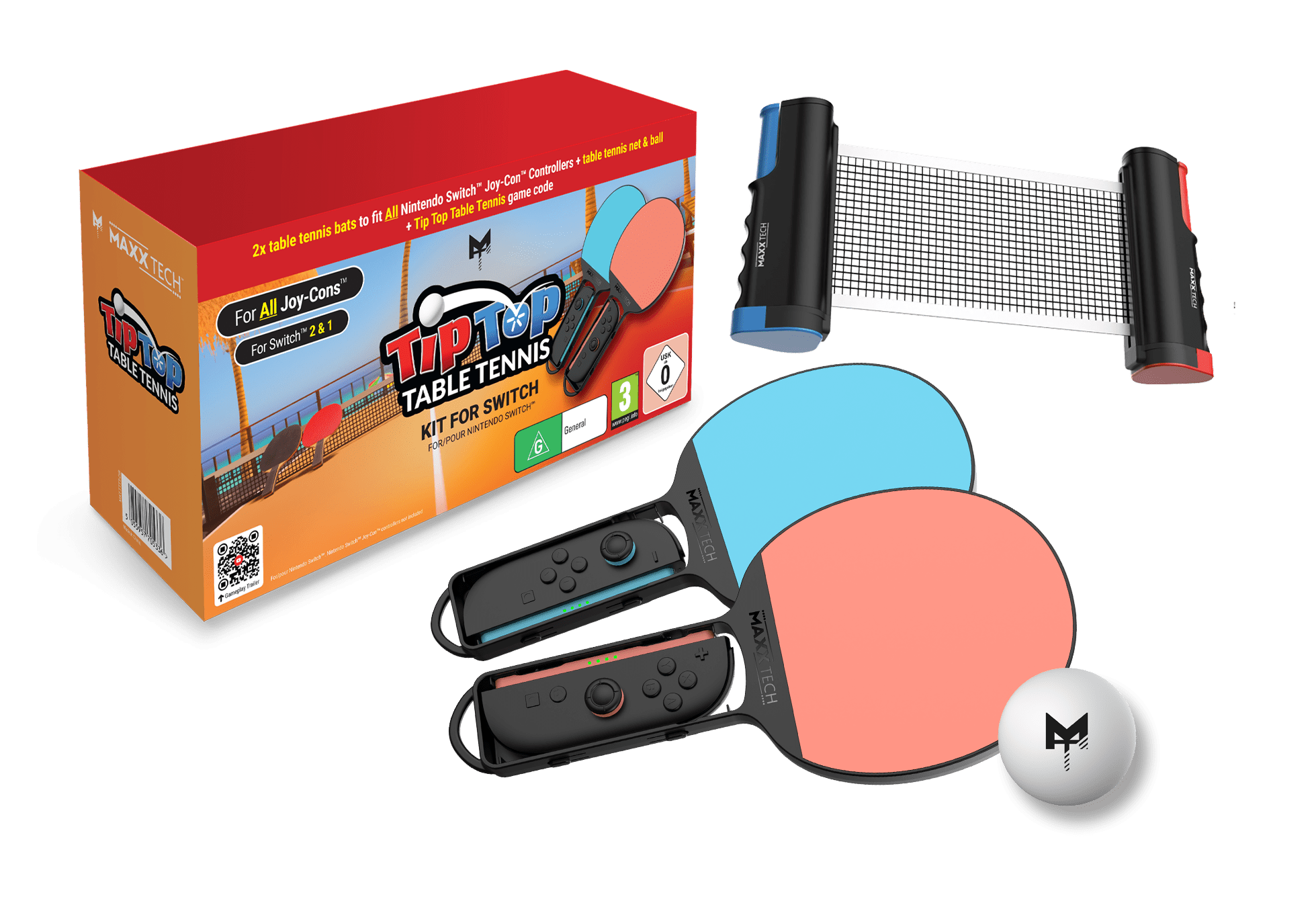 Tip Top Table Tennis Kit pour Nintendo Switch 1 et 2 (Code de téléchargement du jeu inclus) - Jeux Vidéo Code de Téléchargement - MAXX TECH - Shop Just for Games