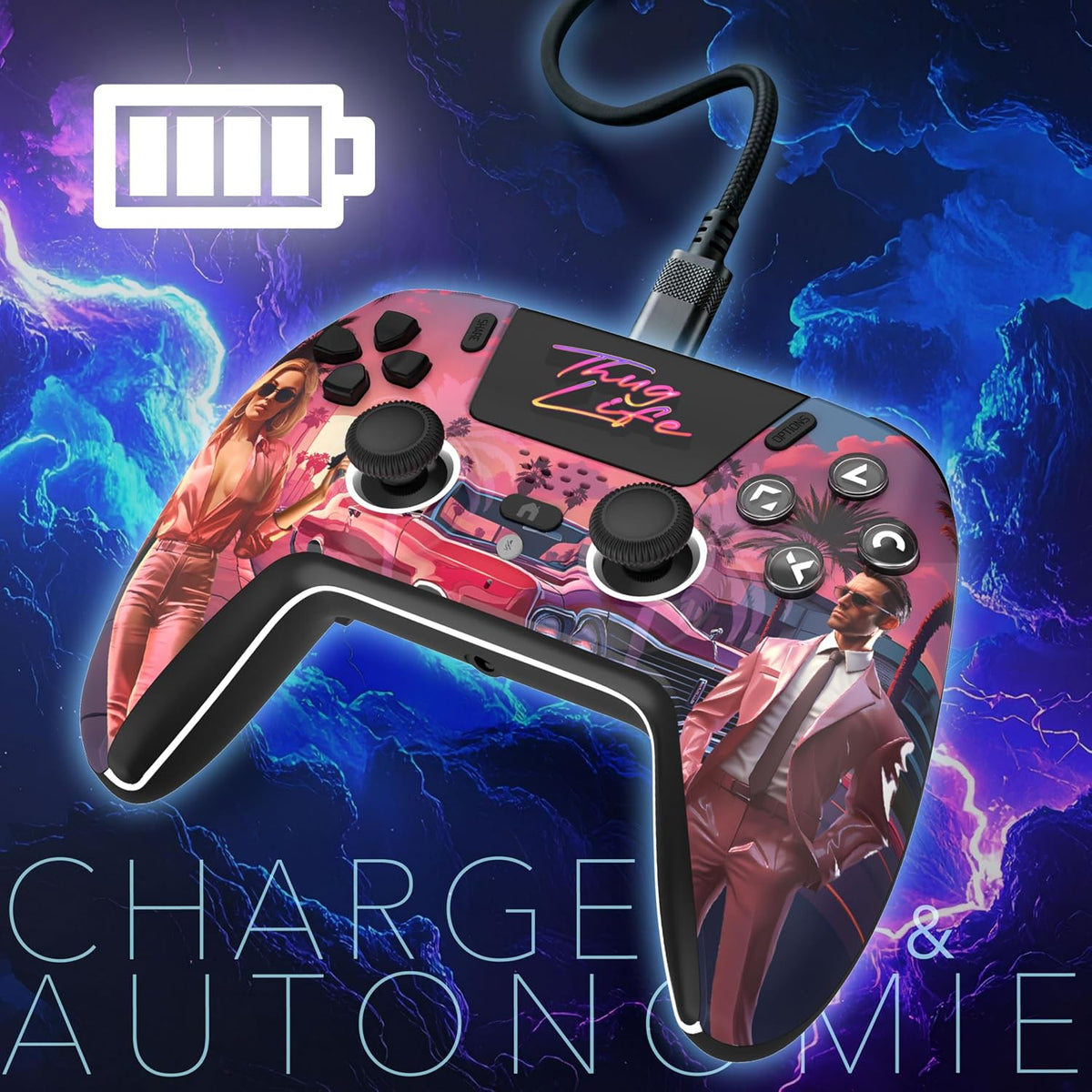 LED Bluetooth Controller for PS5 - Thug Life