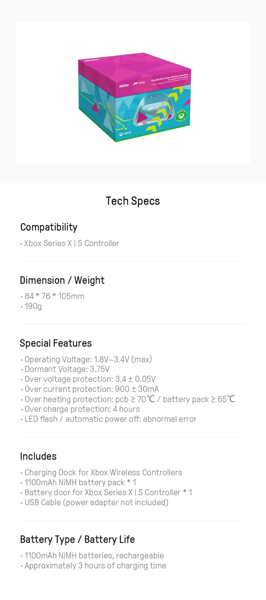 8BitDo Dock de Charge pour Manette Xbox - Design Forza Horizon 6 Limited Edition - Câbles et Chargeurs - 8Bitdo - Shop Just for Games