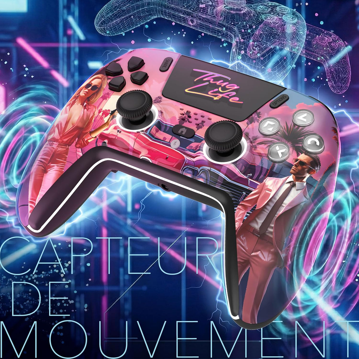 LED Bluetooth Controller for PS5 - Thug Life