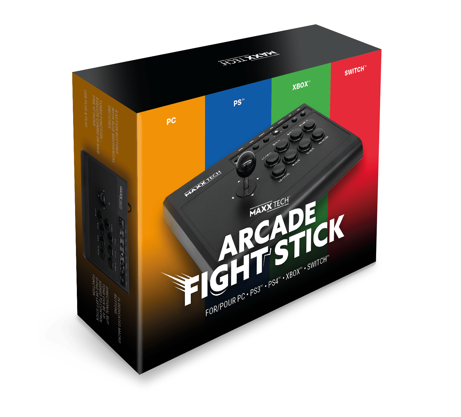 Arcade Fight Stick (PC, PS, XBOX, Switch) - Manettes - MAXX TECH - Shop Just for Games