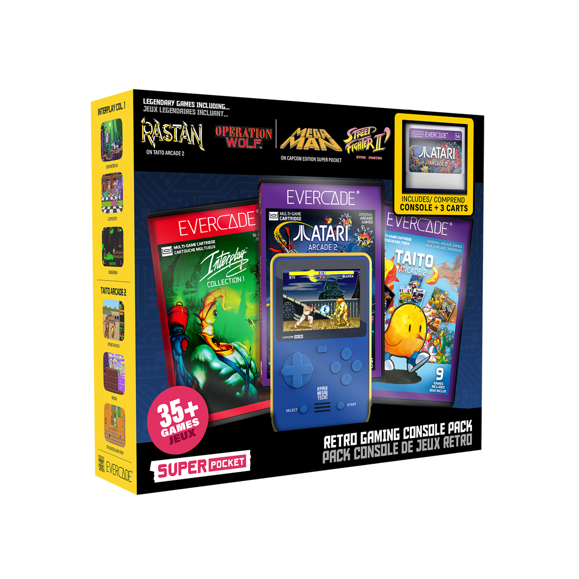 Super Pocket Capcom Bundle 2 (Console + 3 Cartouches Interplay, Atari, Taito)