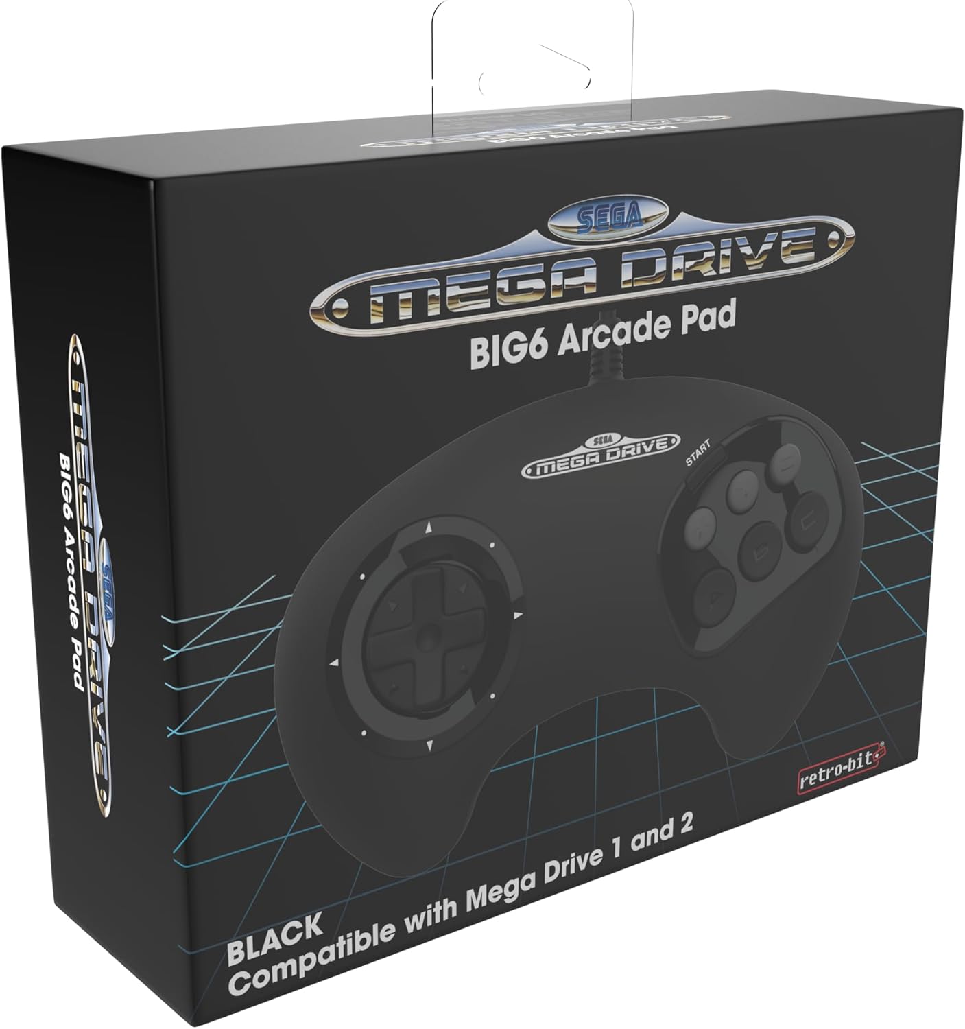 Retro - bit - Manette Filaire Noire BIG6 Sega Mega Drive & Genesis - Port d'origine - Manettes - retro - bit - Shop Just for Games