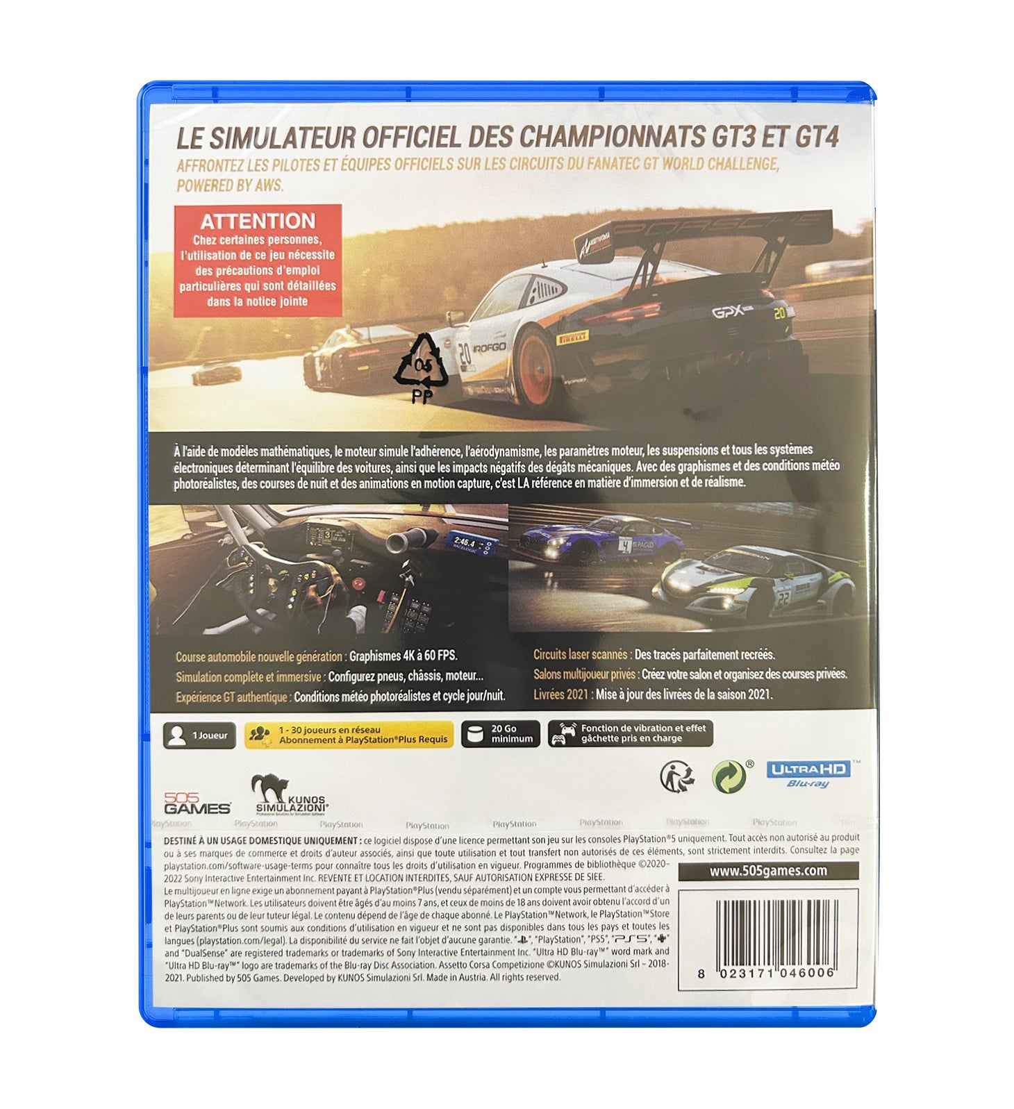 Assetto Corsa Competizione PS5 - Jeux Vidéo Physique - 505 GAMES - Shop Just for Games