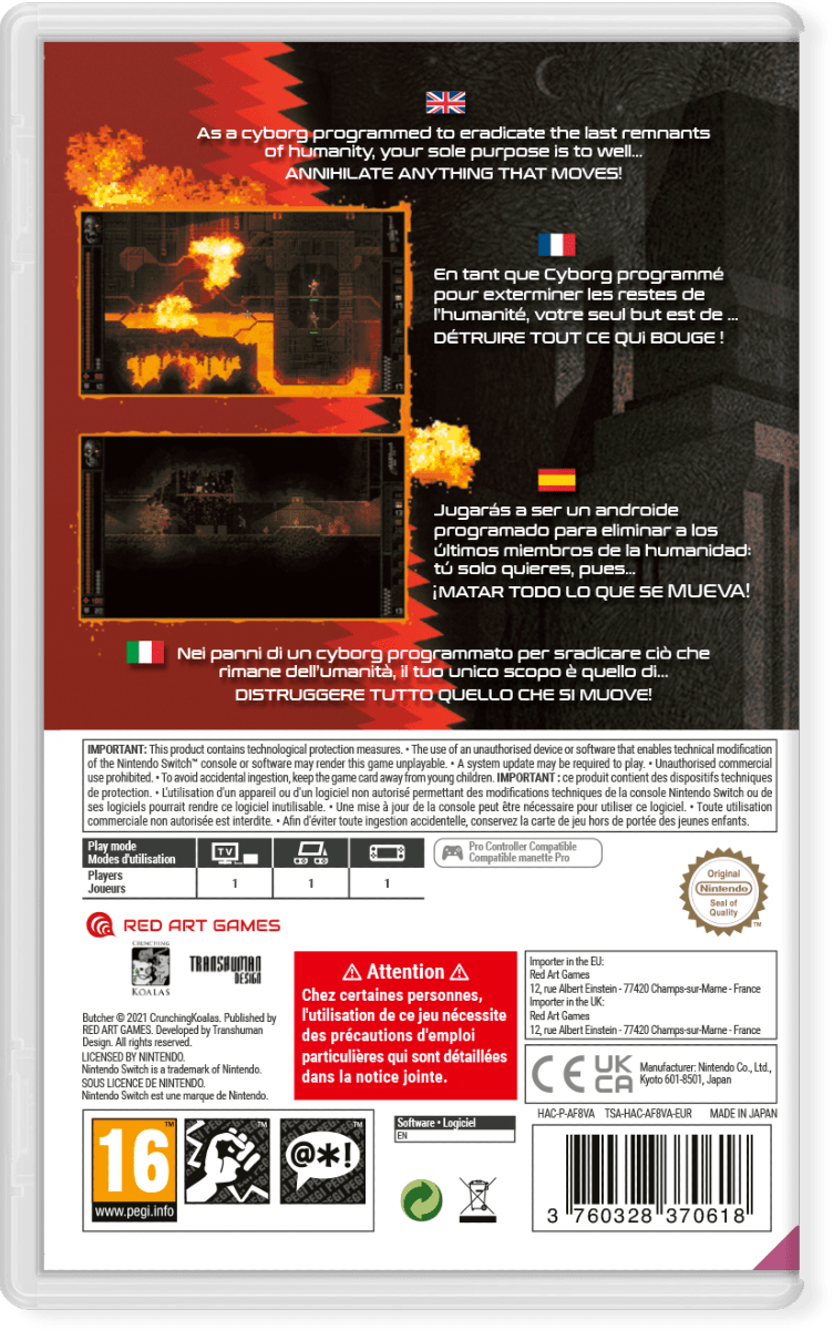 Butcher Nintendo SWITCH - Jeux Vidéo Physique - Red Art Games - Shop Just for Games