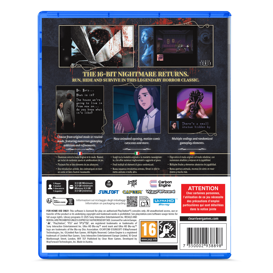 Clock Tower Rewind Playstation 5 - Jeux Vidéo Physique - Clear River Games - Shop Just for Games