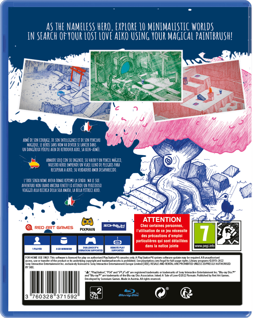 Inked: A Tale of Love PS4 - Jeux Vidéo Physique - Red Art Games - Shop Just for Games