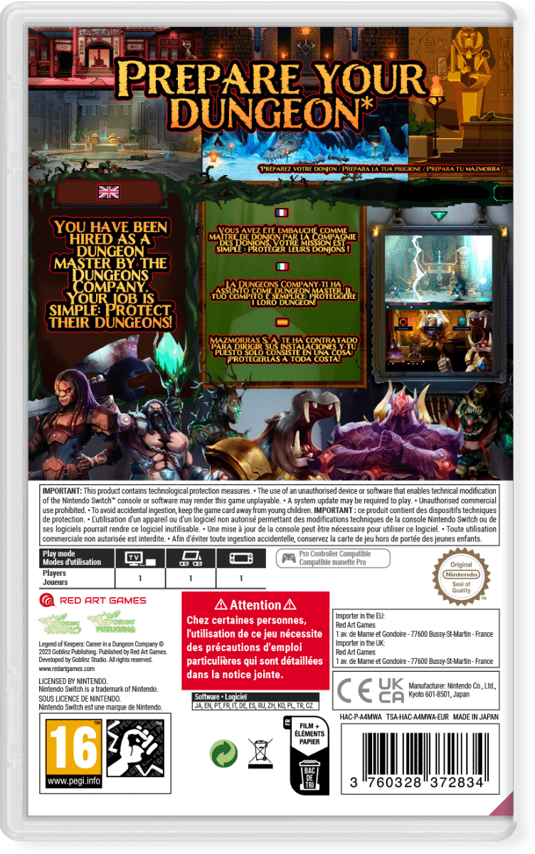 Legend Of Keepers + 3 DLC Inclus Nintendo Switch - Jeux Vidéo Physique - Red Art Games - Shop Just for Games