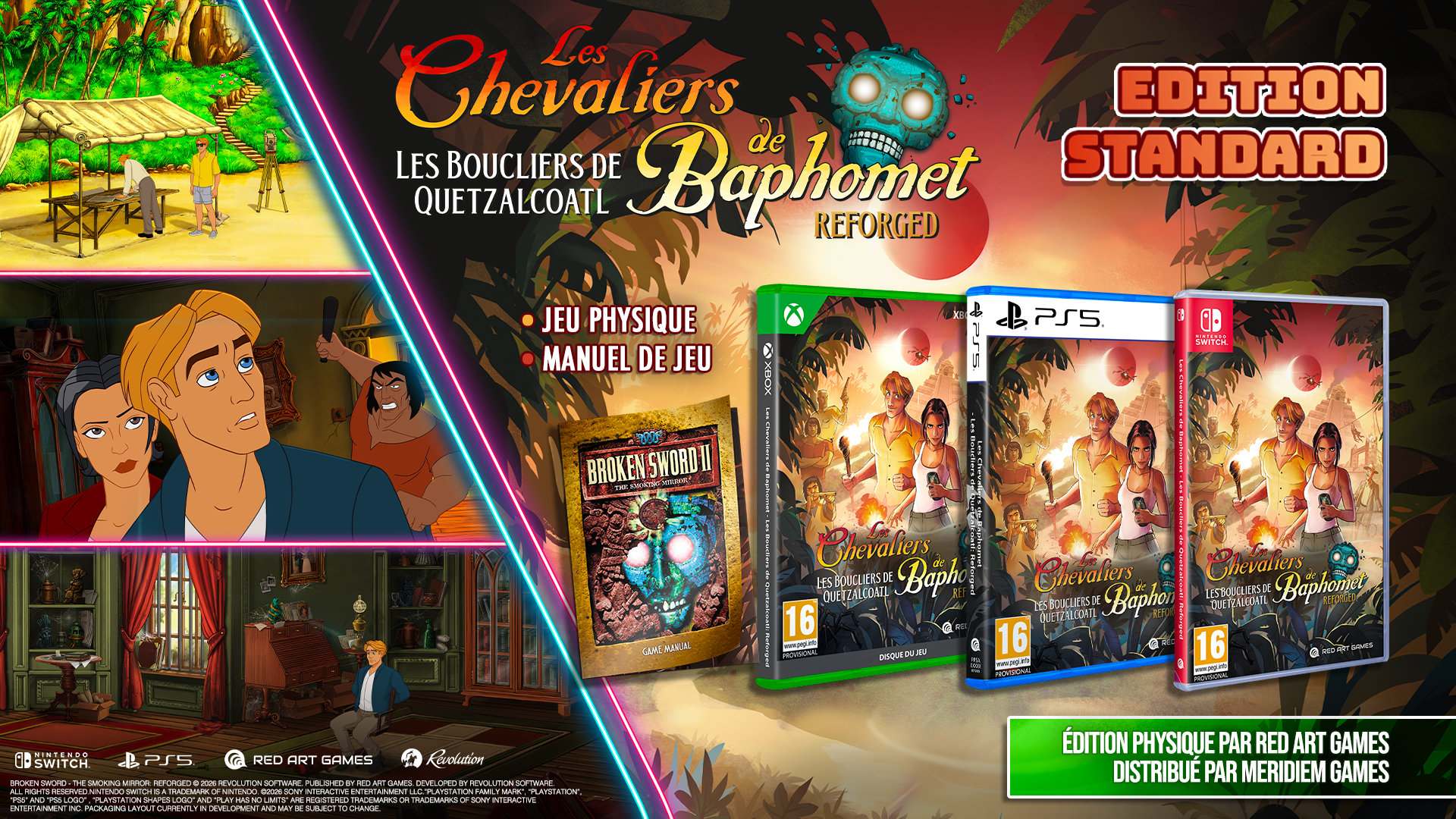 Les Chevaliers De Baphomet - Les Boucliers De Quetzalcoalt Reforged SWITCH - Jeux Vidéo Physique - Red Art Games - Shop Just for Games