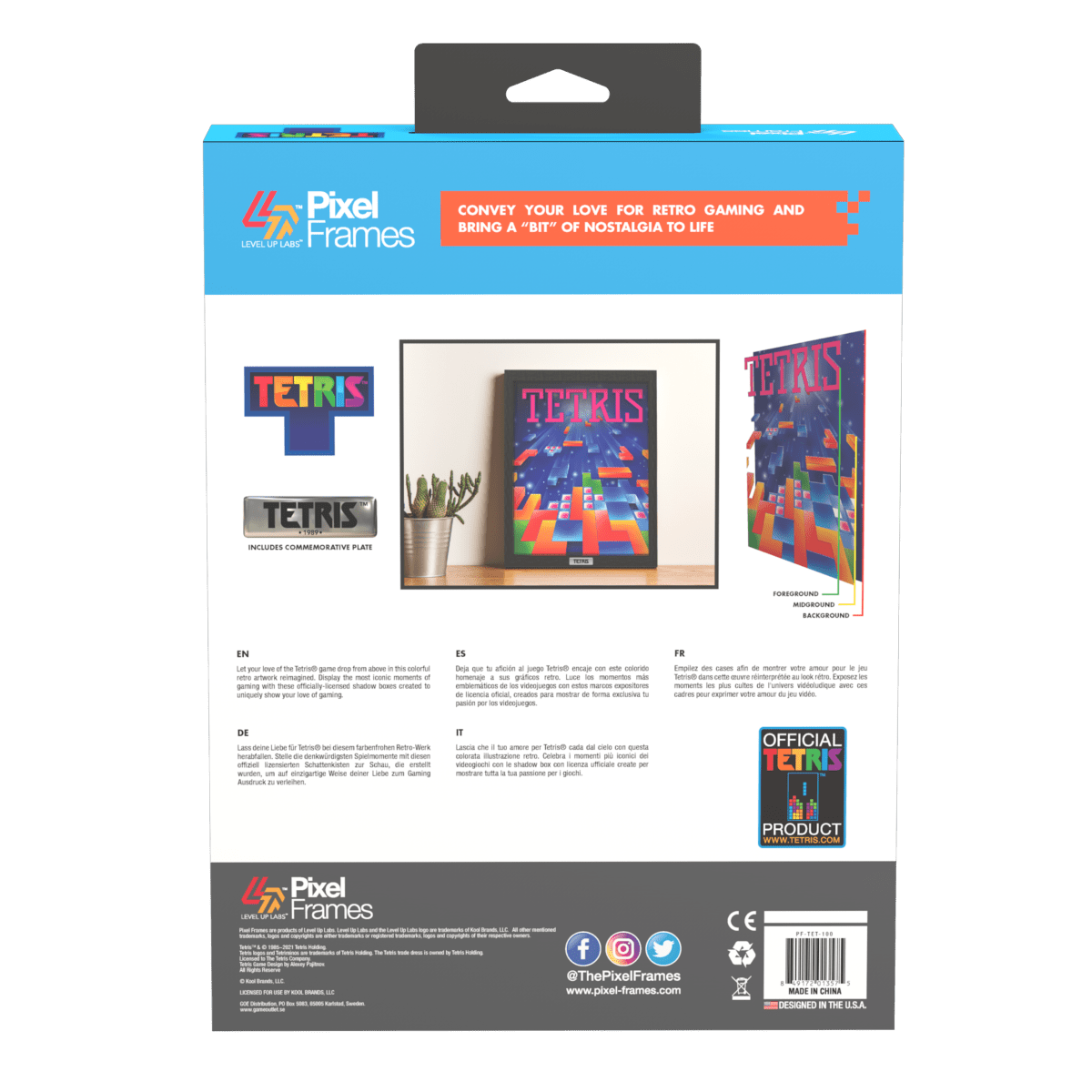 Pixel Frames - Tetris - 23x23 cm - Pixel Frames - Level Up Labs - Shop Just for Games