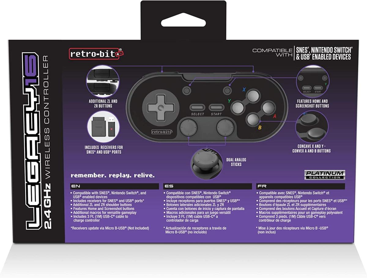 Retro - Bit Legacy 16 Black sans fil & USB - Manettes - retro - bit - Shop Just for Games