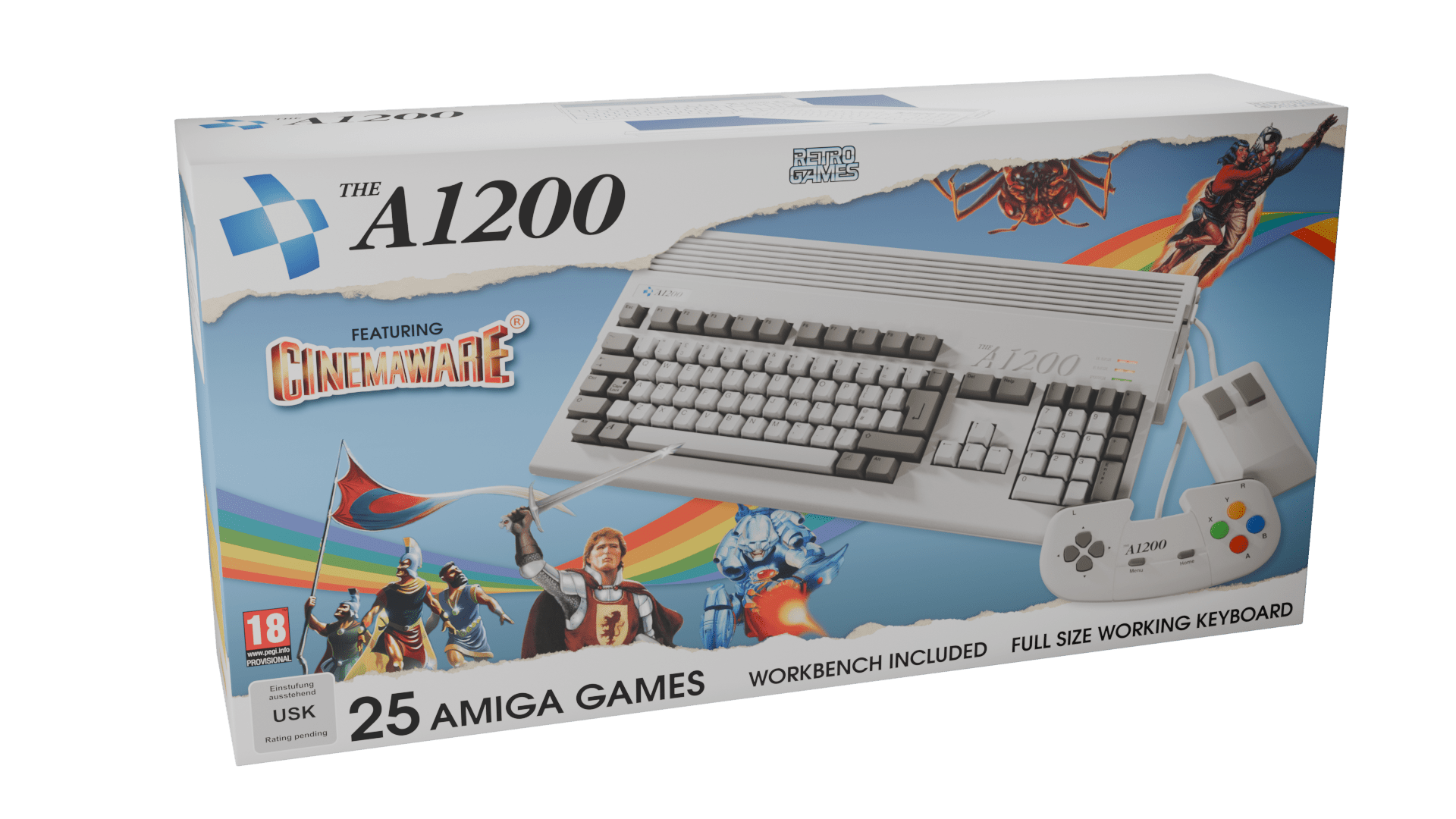 The A 1200 - Amiga 1200 +25 Jeux - Clavier Full Size, Souris et Manette inclus - Console - Retro Games - Shop Just for Games